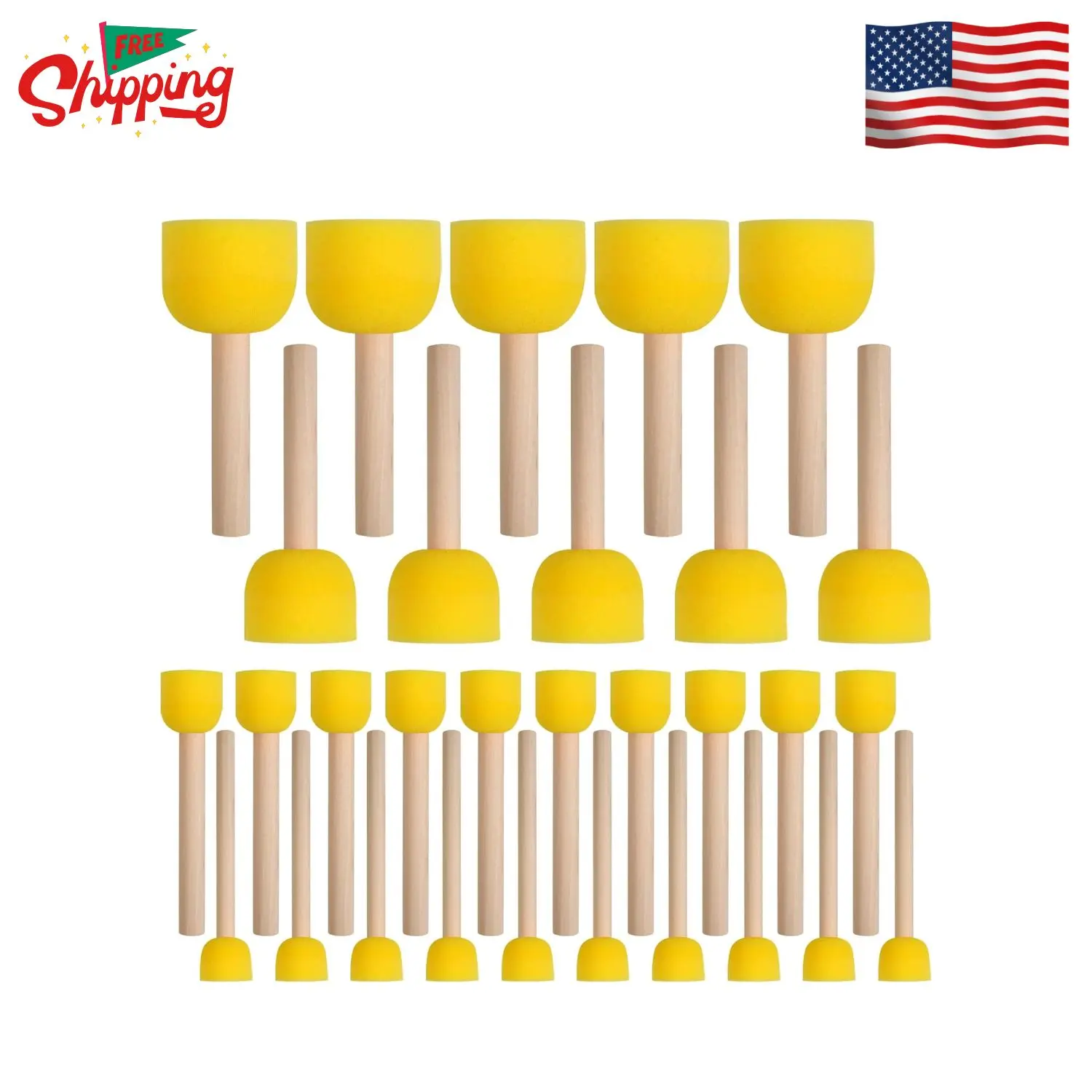 30 Pcs Round Sponges Brush Set, Round Sponge Brushes for Painting (4 Sizes)