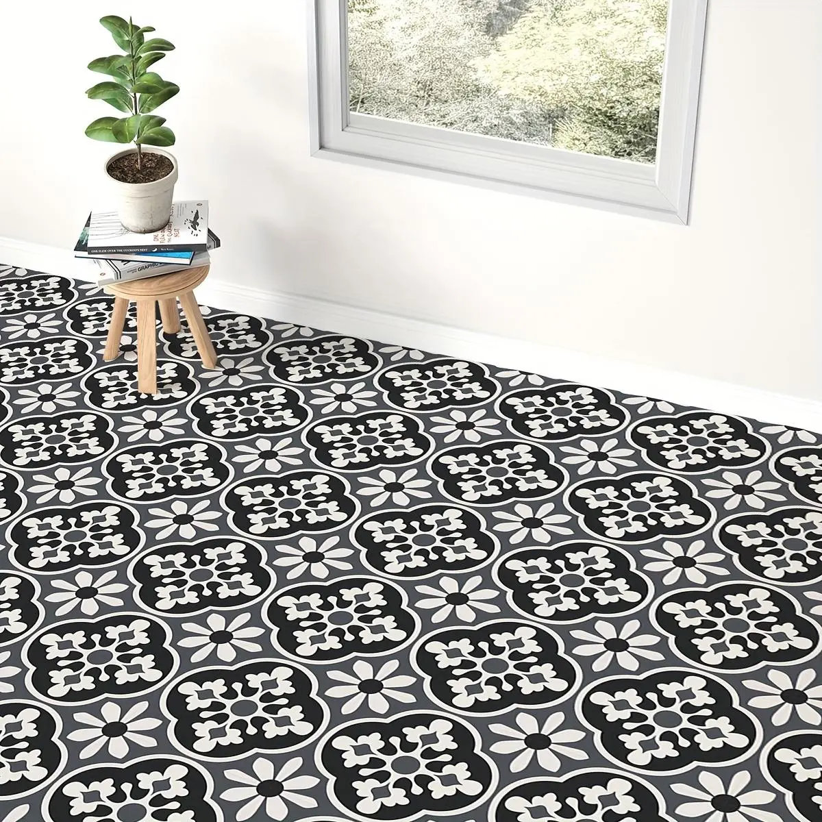 Geometric Pattern Waterproof Floor Sticker, Self Adhesive Floor Sticker, Removable Decorative Sticker for Home Living Room Bedroom Kitchen Bathroom, Sticker Tiles, Ornaments