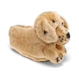 Yellow Lab Plush Animal Slippers for Men & Women - Soft Fluffy Fur Design with Non-Slip Sole - Cozy Comfort Walking Shoes for Indoors - Perfect Gift for Dog Enthusiasts