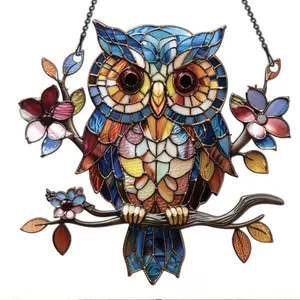 Azaad Apparel Owl Ornament Acrylic Window Hanging; Gift For Animal Lovers, Home Wall Room Hanging Decor, Christmas Decorations