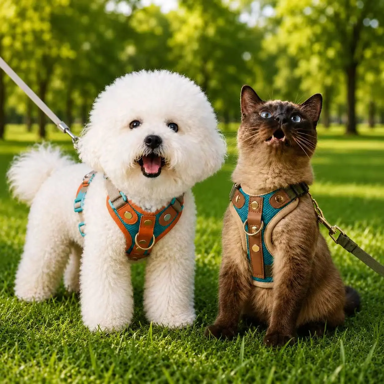 Soft Lightweight No-Pull Harness Set for Small Dogs & Cats | Walk & Car Safety Bundle