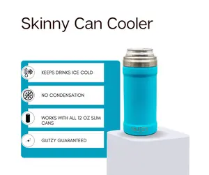 Neon Blue Matte Glitzy Skinny Can Cooler