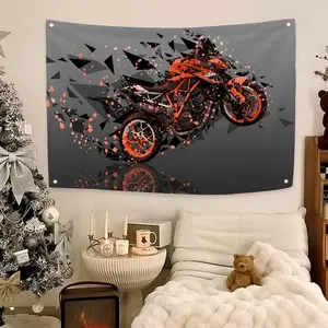 KTM K-Cool T-Motorcycle 390 Duke 1290 Super Duke R Flags Flag - Ultra Soft Skin-Friendly Machine Washable Fade Resistant Banner | HD Print Lightweight Durable Outdoor Indoor Garden Flag