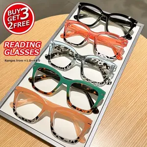 5pc Vintage Square Reading Glasses for Women, Stylish +1.0 to +4.0 Reading Strength, Lightweight and Durable, Perfect for Elegant Seniors, High Quality Eyewear