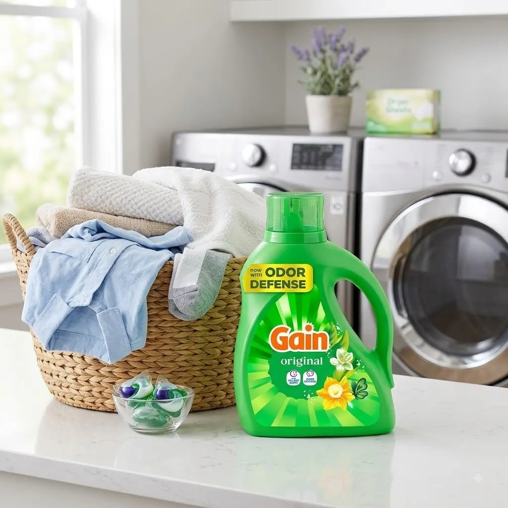 Gain Odor Defense Liquid Laundry Detergent, Original Scent, 81 Fl Oz, 61 Loads, HE Laundry Detergent, Deep Cleaning & Long-Lasting Freshness