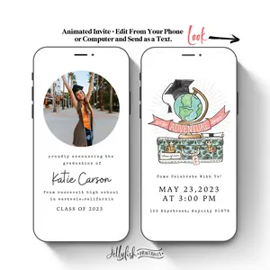 Adventure Awaits Graduation Invitation Video | Travel Theme Animated Canva Template | Perfect for College or Gap Year Grads