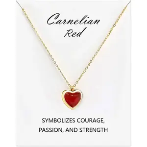 Red Heart Carnelian Necklaces for Women,Carnelian Crystal Necklace,Heart Locket Necklace,Red Carnelian Jewelry for Women