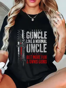 100% Cotton Guncle Like Normal Uncle More Fun Owns Guns Funny Vintage T-Shirt
