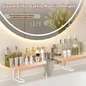 [ESMIBEN]Luxury Minimalist Bathroom Sink Organizer, No-Drill Vanity Counter Storage Rack, Skincare & Toiletry Organizer Shelf for Bathroom Countertop Storage,19.7 × 4.3 in