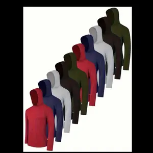 4 Pack Men's SIZE M, Lightweight Pullover Hooded Tees – Long Sleeve Sweatshirts for Gym, Running, Fishing