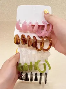 Resin Hoop Earrings, Fashionable Earrings for Women & Girls, Casual Jewelry for Party, Daily Clothing Decor, Trendy All-match & Exquisite Jewelry for Birthday Gift