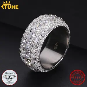 TUHE Fine Jewelry VVS1 With Certificate Moissanite Rings For Men Hip Hop Pave Setting S925 Sterling Silver Rings Hip Hop Jewelry