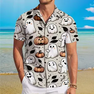 Hawaiian Shirt for Men, Spooktacular Halloween Hawaiian Shirt Cool Summer Anime Vibes for Men & Fans, Men's Collared Clothes for Beach Vacation, #menwear #shortsleeve #hawaiianshirt