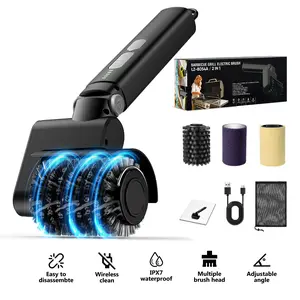 【FathersDayGift】Wire-free electric grill brush. Two-in-one replaceable BBQ cleaning head. Unique seamless-fit scraper tool designed specifically for cast iron/stainless steel grates, safe barbecue grill cleaner grillcleaning,SummerWins DealsForYouDays