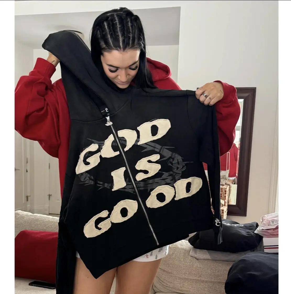 Women's Zip-Up Casual Hooded Sweatshirts - Personalized Street Letter Patch Embroidery, High Street Trendy, Long Sleeve, Loose Unisex Streetwear Top