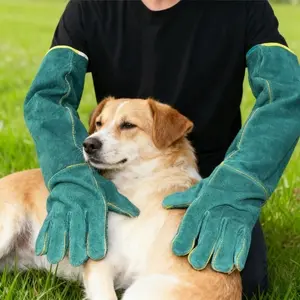 Wear Resistant Scratch Proof Leather Anti Bite Gloves Pet Handling Tool Cat Dog Feeding Training Interaction Bird Grip Reptile Handling Gardening Welding Durable