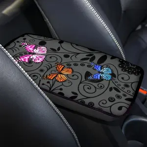 Butterfly Pattern Universal Car Armrest Mat, Armrest Box Protector Center Console Cover, Car & Truck Decor Accessory, Car Interior Accessory