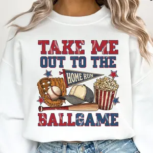 Take Me Out To The Ballgame Sweatshirt T-Shirt, Vintage Baseball Shirt, Baseball Mom Gift, Baseball Season Tee