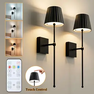 1/2pcs LED Wall Lamp with Touch Control, USB Metal Wall Light with Remote Control, Multifunctional Ambient Lights, Night Light, Dimmable, Timer, Rechargeable with Three Color Temperatures, Suitable for Bedrooms, Living Rooms, Corridors