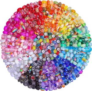 Assortment European Large Hole Beads Spacer Beads Rhinestone Craft Beads for DIY Charms Bracelet  Making (Rainbow)