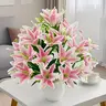Lily Artificial Flower Bouquet, 1 Head 18 Branches, UV Resistant Realistic Fake Flowers, Artificial Flowers Plants, Home Decor & Special Occasions, No Vase Included