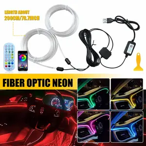 LED Neon Light Trim Glow Optic Fiber Strip Car Interior Ambient Lighting-Kit-APP LED Neon Light Trim Glow Optic Fiber Strip Car Interior Ambient Lighting-Kit-APP