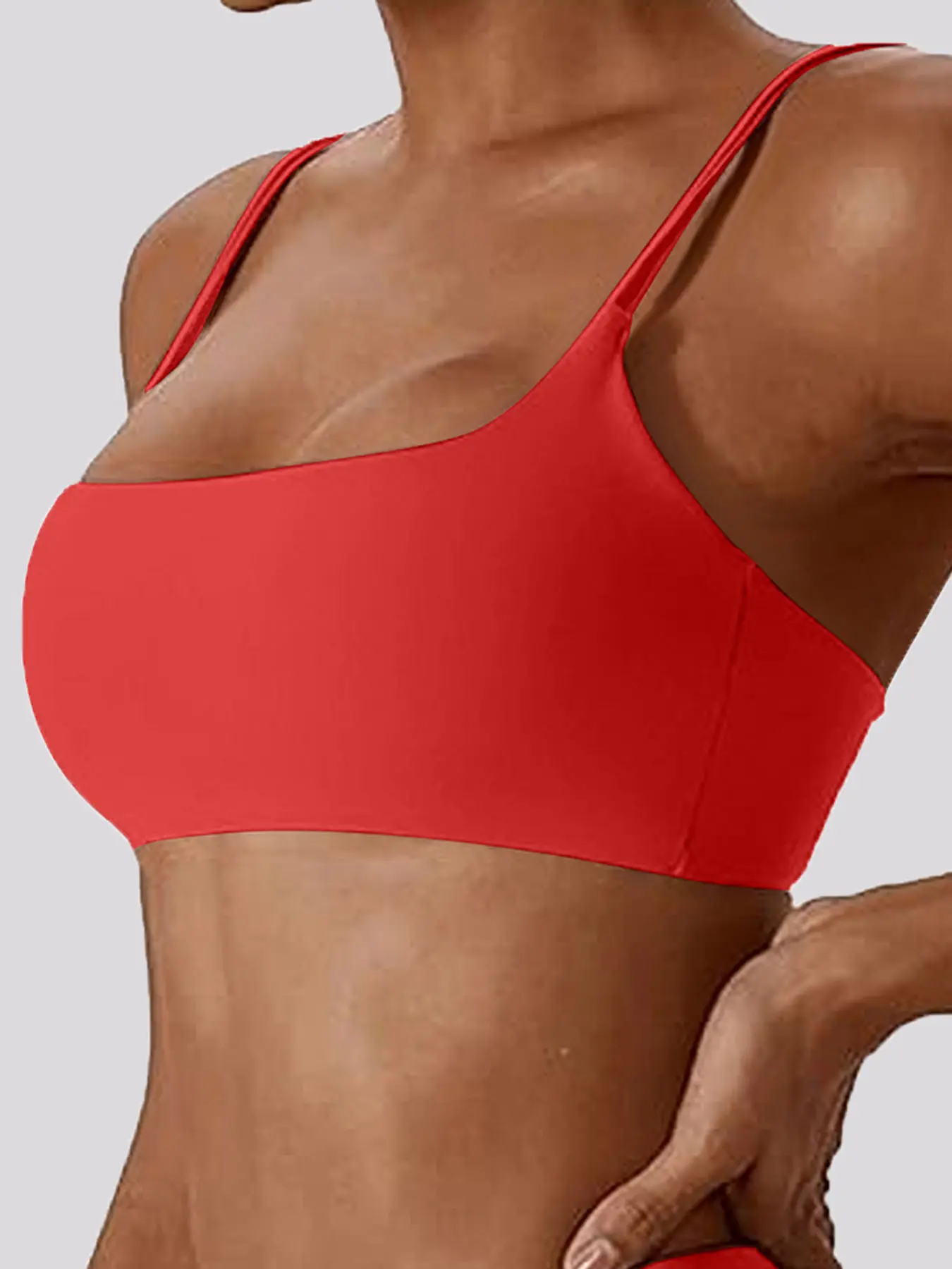 Women's Sports Bra, Adjustable Lace-Up Design, High Elasticity, Plain Pattern, Fitted Style, Ideal for Yoga & Running, Strappy Workout Bra, Strappy Sports Bras, Stretch Sports Bra