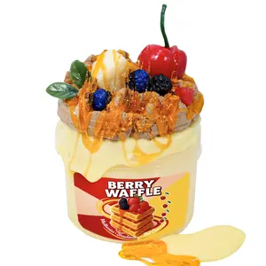 DIY Clay Berry Waffle Themed (7oz) - Thick and Glossy Textured Slime with Decorative Toppings