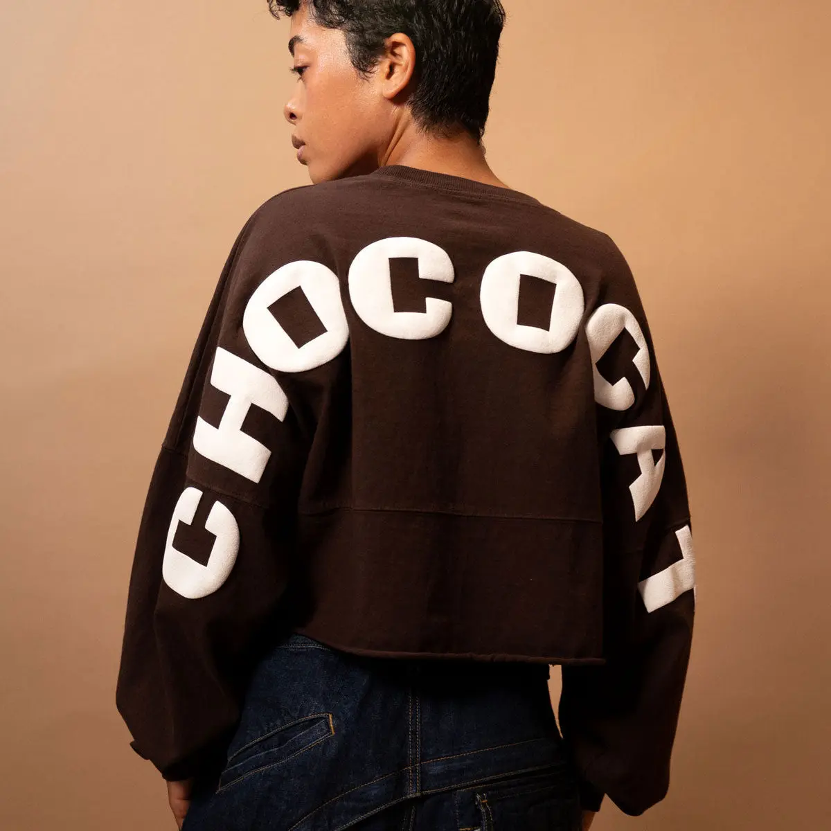 Sanrio Women's Casual Classic Cotton Graphic Garment - Chococat x JapanLA Cropped Spirit Jersey Loungewear