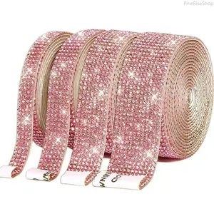 Self Adhesive Rhinestone Strip DIY Crystal Rhinestone Tape Bling Decorative Sticker for Clothing Shoes Hats Craft Ornament Outdoor Accessory Decor