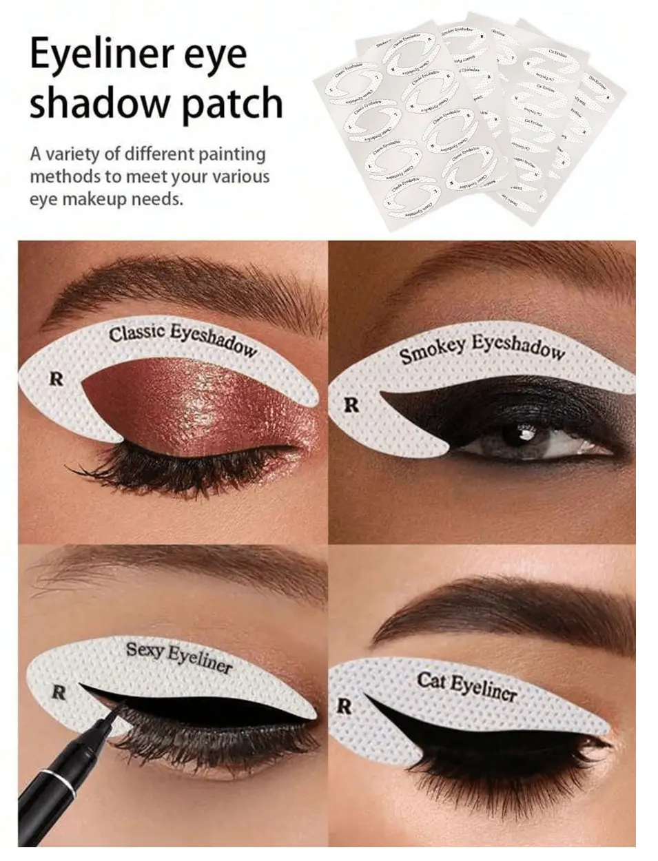 Multi-Style Eyeliner Eyeshadow Patches Disposable Eye Template Stickers for Precise Makeup