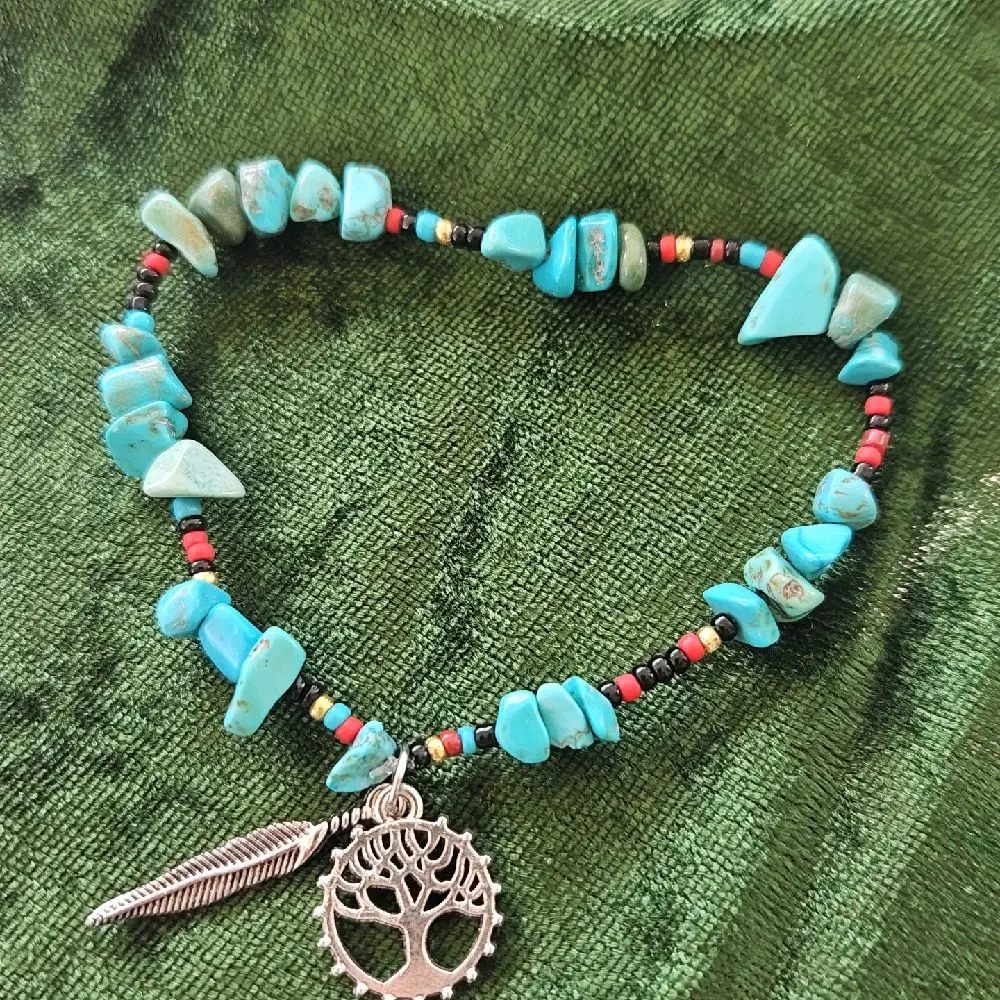Handmade Turquoise and Charm Bracelet