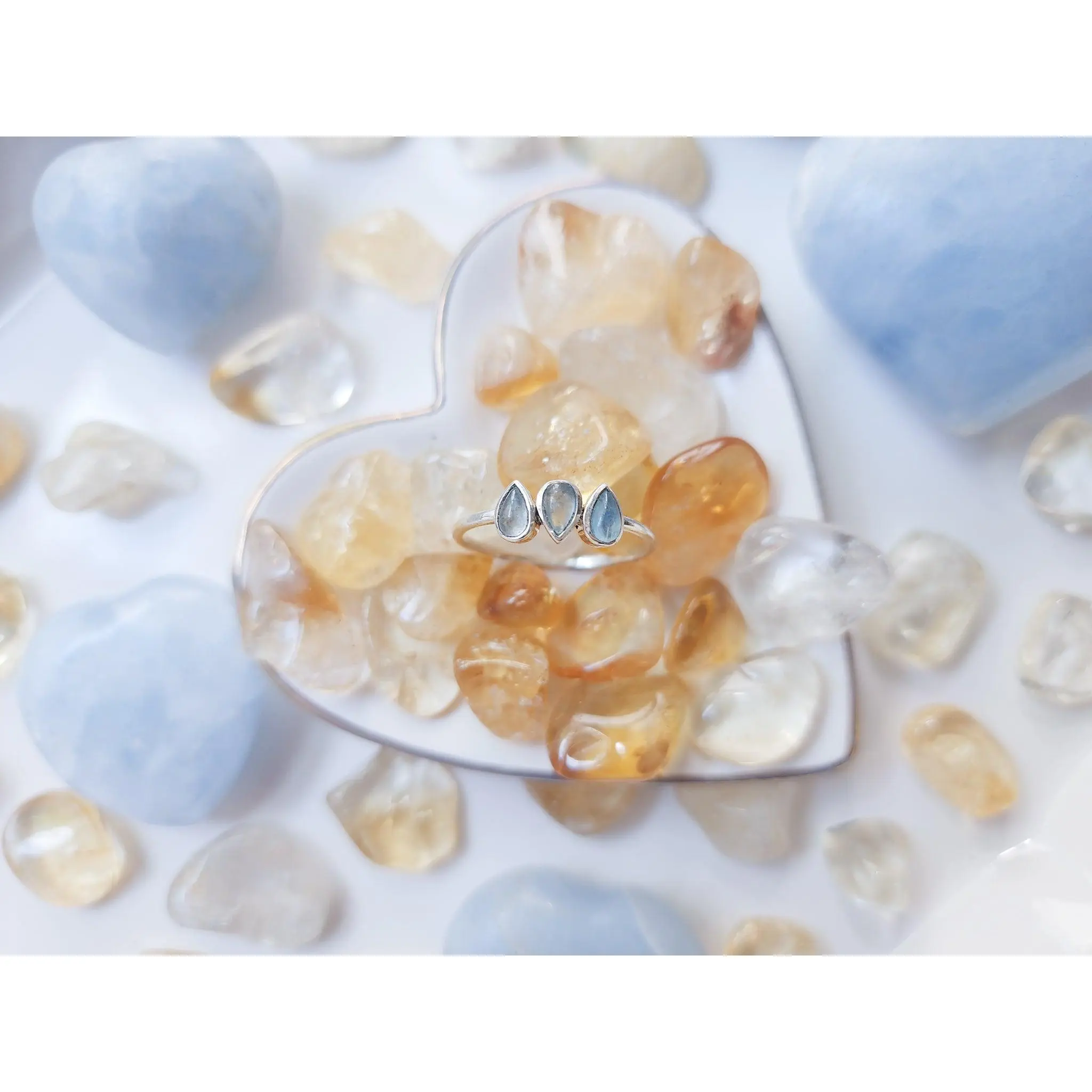 Dew Drop Dainty Sterling Ring || Aquamarine