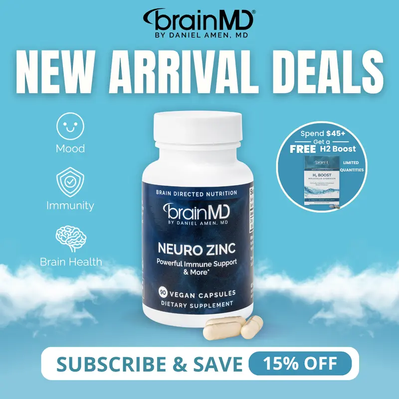 Neuro Zinc | BrainMD | 90 Capsules | Mood & Cognitive Support | Immune & Antioxidant Defense | Zinc Bisglycinate Chelate 25mg