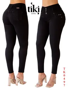 High Waist Push-Up Skinny Jeans | 4 Buttons | Heart-Shaped Stitching | Back Pockets | Lightweight Stretch Denim | Sculpts Waist | Lifts Booty | Shapes Legs | Comfortable Fit | Modern Design | Perfect for All Body Types | TIKI JEANS