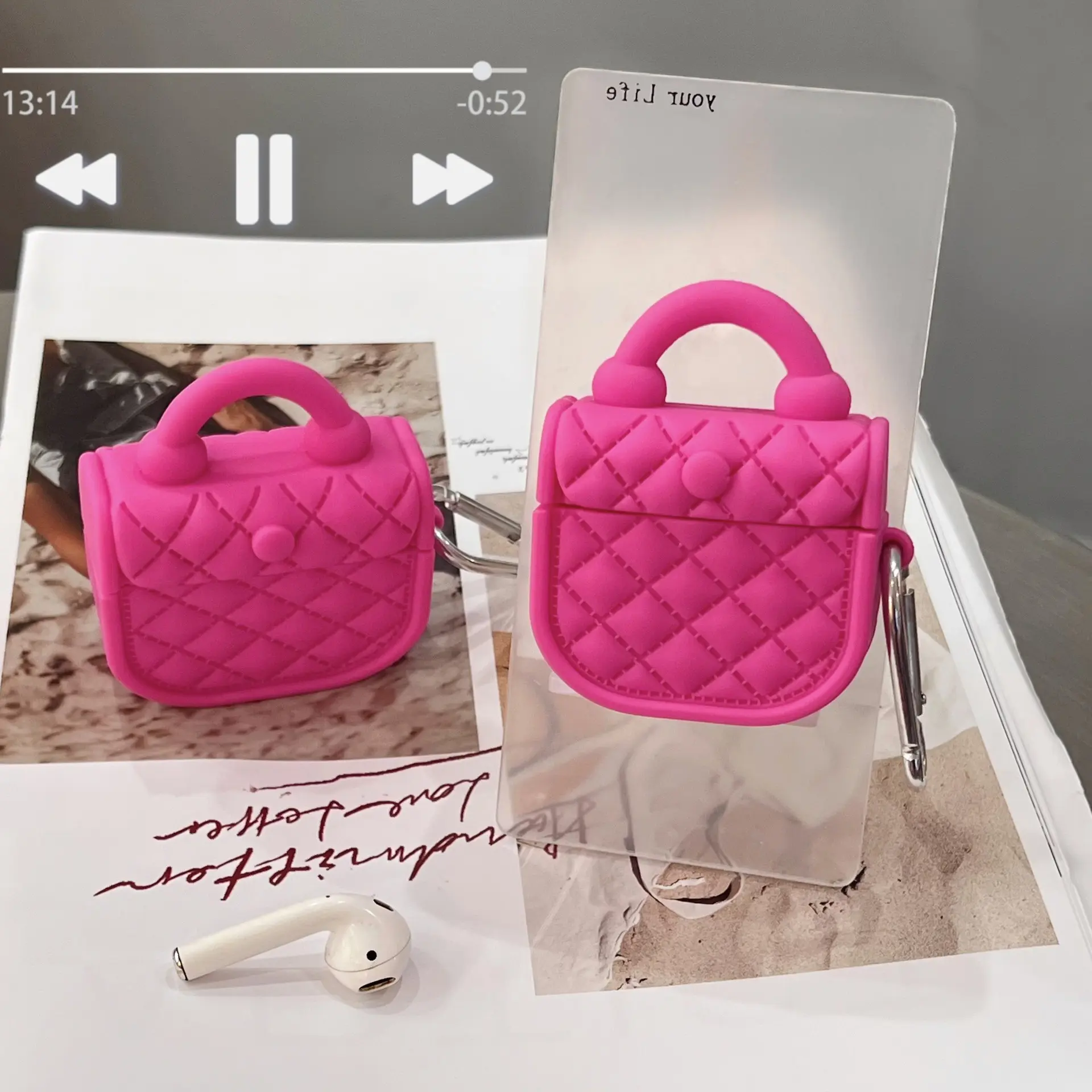 1 Mini Diamond Quilted Earphone Case, Durable Drop-Resistant Silicone Earphone Shell, Earphone Protective Cover, Apple Wireless Bluetooth Earphone Case, Compatible with AirPods 1/2/3/4/Pro/Pro2/Pro3