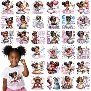 Black Girl Iron on Transfers - 30 count Ready to Press Cute Princess Girls Heat Transfer Stickers Patches for T-Shirts DIY Crafts Women Clothing Decals Pillow Bag Appliques Clothes Decorations