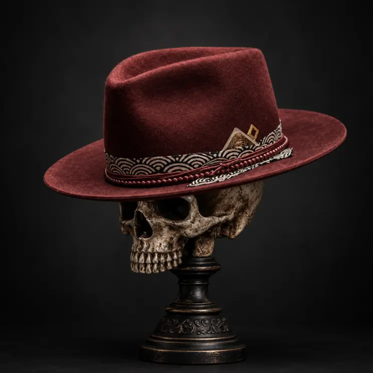 Unisex Red 100% Pure Wool Felt Fedora Hat for Men & Women, Wide Brim Vintage Western Hat with Decorative Band, Premium Fashion Rancher Hat for Casual Travel Festival Wear