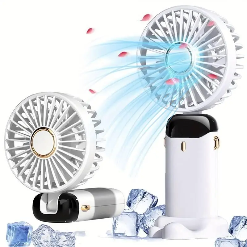 USB Rechargeable Portable Mini Fan, 1pc Mini Fan with LED Display, USB Cooling Fan, Household Appliances for Desk, Office, Bedroom, Outdoor Travel, Camping, USB Charging Fan, Portable Fans