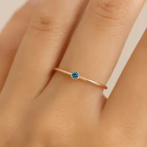 December Birthstone Blue Topaz – Gold Filled Stacking Ring