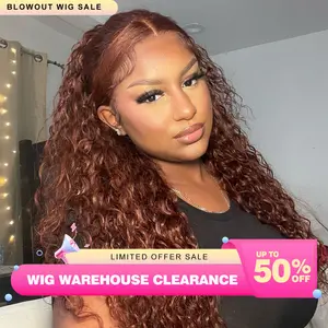 [Clearance Sale] Reshine #33 Reddish Brown Water Curly Hair Wear Go Glueless Human Hair Wigs Pre-cut 4x6 Lace Wigs