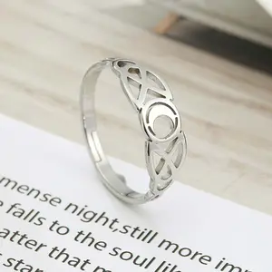 Witch moon-shaped ring stainless steel open adjustable index finger ring female jewelry daily matching