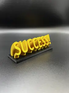 Success! Desk Sign - Gold Text on Black Base or Blue text on White base - Simple Design Success Signage