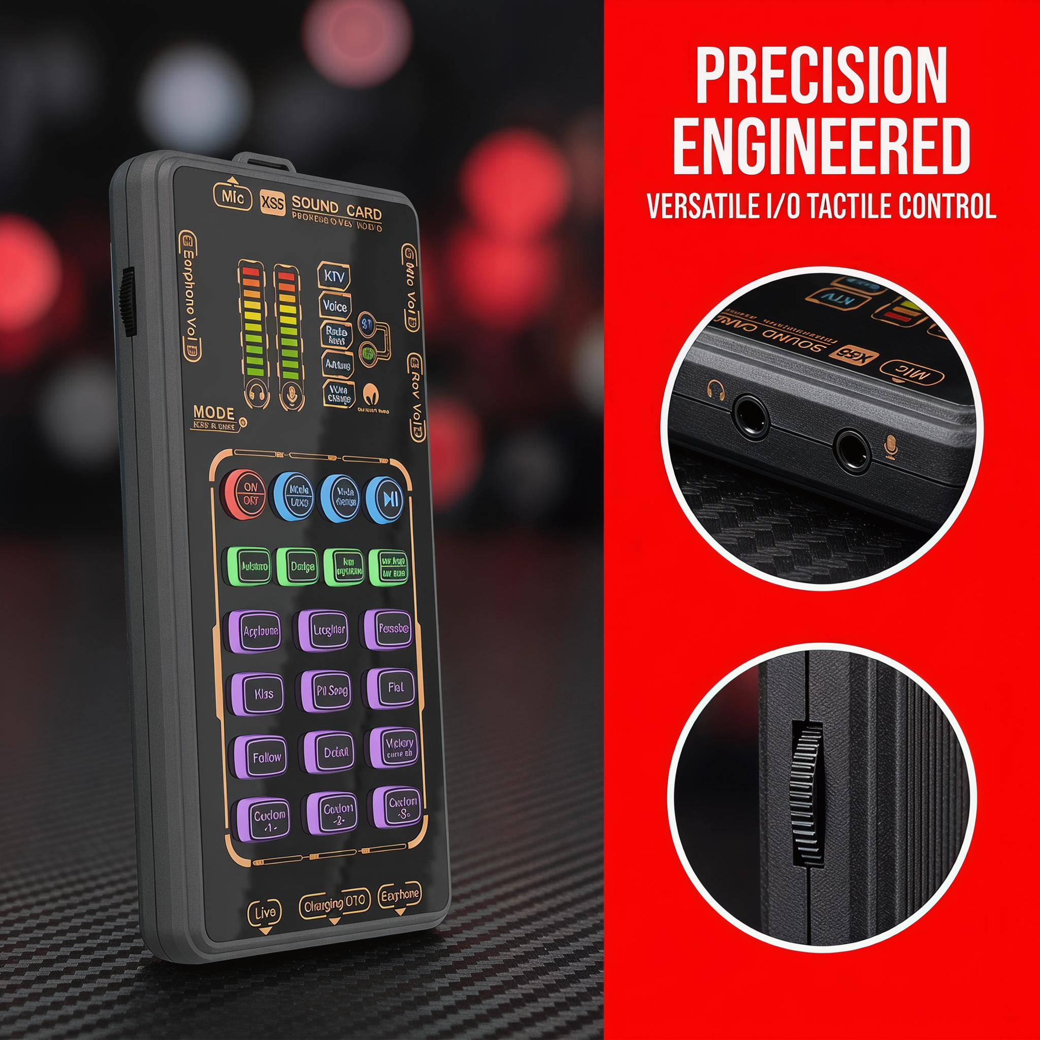 X55 Pro Portable Digital Sound Card Voice Changer Professional Audio Mixer for Live Streaming Gaming Singing