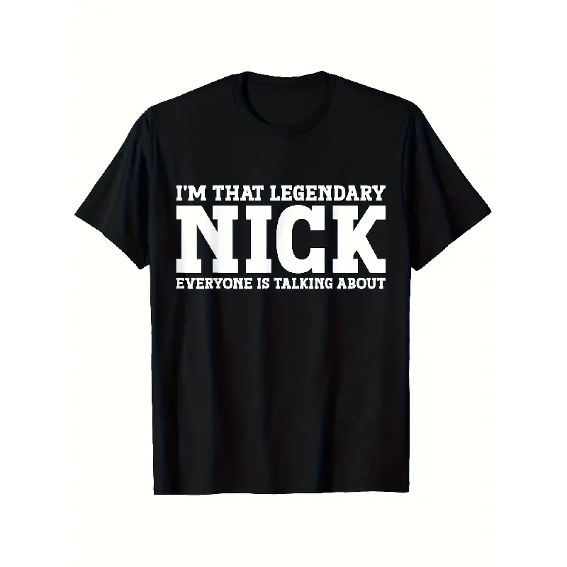 Nick Personal Name First Name Funny Nick T-Shirt Trendy Cotton Tops Short Sleeve Street Style Short Sleeve Tee Comfort Fit Men's Tee Crew Neck Tee Ultra Soft Breathable Moisture Wicking G Tops for All Occasions Round Neck Casual Tshirt