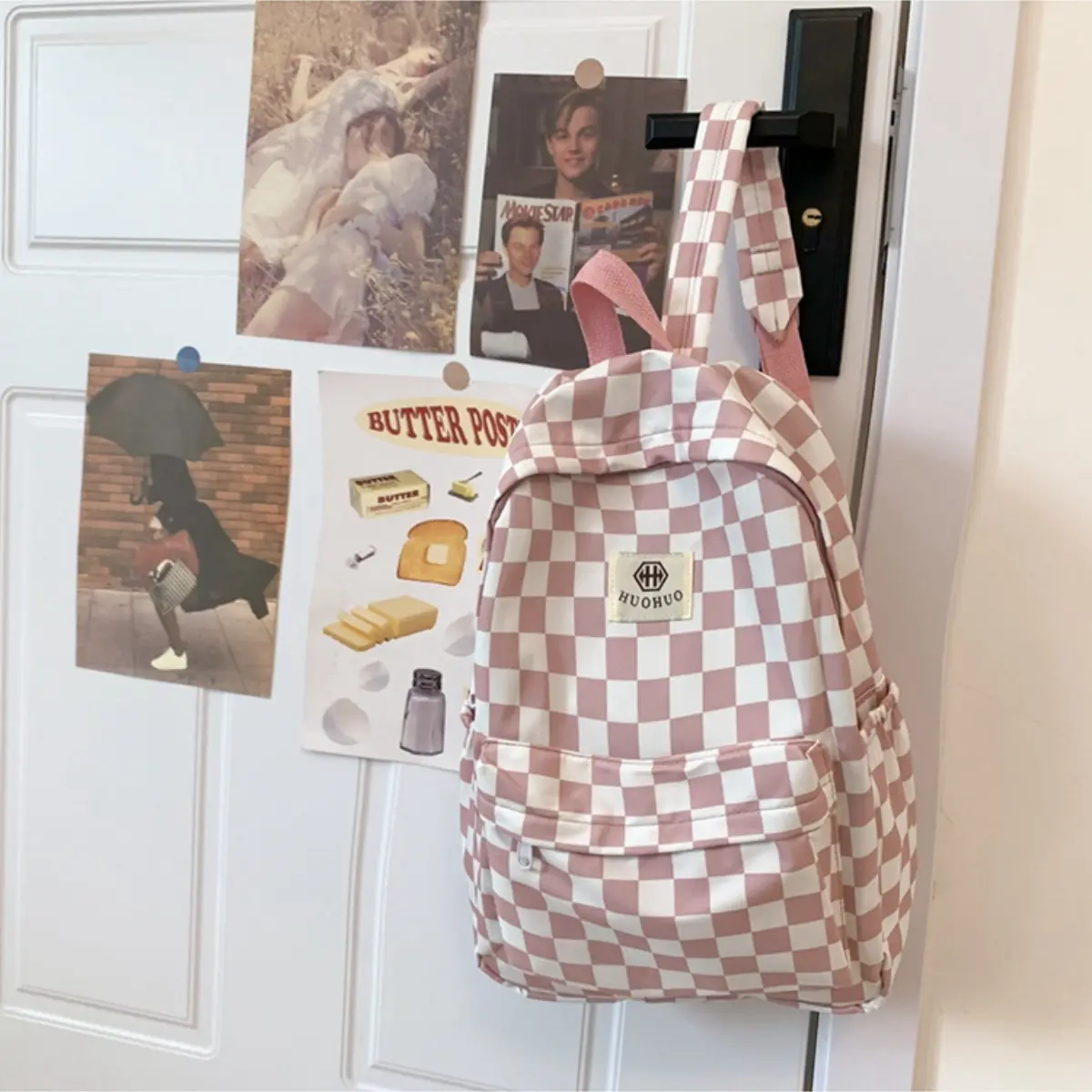 Women's Plaid Vintage Buckle Backpack - Large-Capacity Fashion Bag, Preppy Casual Luggage for Commute & Travel, Backpacks for School, Holds Daily Items