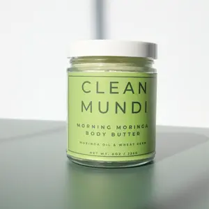 CLEAN MUNDI Morning Moringa Body Butter - 226g Cocoa & Shea - Fade Dark Marks - Moisturizing Antioxidant - Hydrating Vanilla Scent