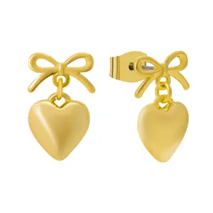 EVRY JEWELS Gold or Silver Plated Stainless Steel Women's Hypoallergenic Cute Heart Earrings