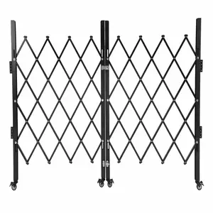 COZONY Double Folding Security Gate, 51.6"H x 42"W Lockable Scissor Gate w/ 360° Swivel Casters, Steel Retractable Security Gate