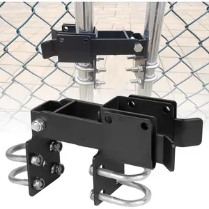 Chain Link Double Gate Latch for 1-3/8 Inch Gate Frames - Strong Arm Design with Padlock Holes, Chain Link Fence Latch for Ranch Fences & Yard Gates (Black)